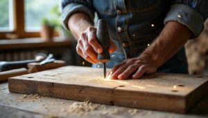 Astuces pour accrocher une étagère en bois avec des clous et un marteau