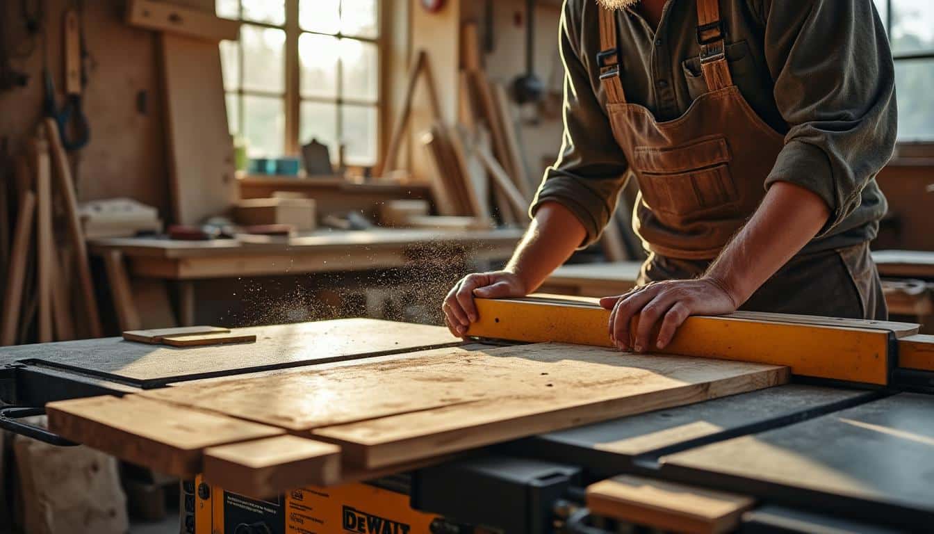 Scie sur table Dewalt DWE7485 : précision et mobilité au top